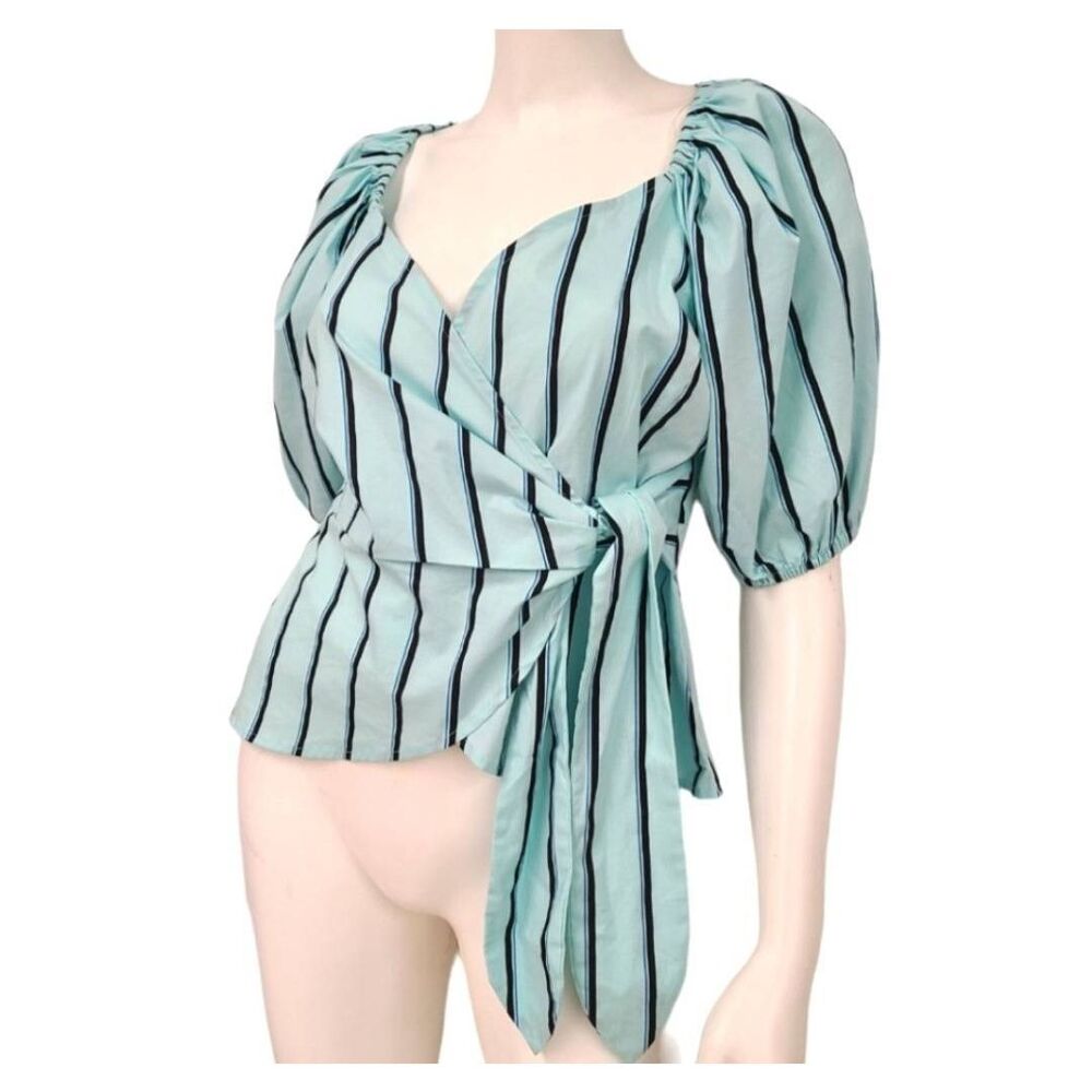 Worthington Green Striped wrap Top Women’s size Small NEW TAGS